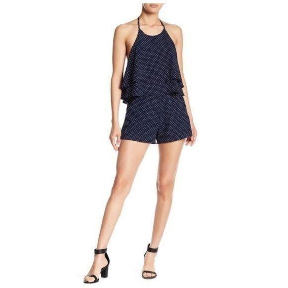 Love…Ady Mini Dot Ruffle Popover Halter Romper - Picture 1 of 2